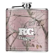 REALTREE GIRL PINK CAMO FABRIC WRAPPED STAINLESS STEEL HIP FLASK - HUNTING GIFT