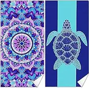 Audonfof 2 Pack Beach Towel Lightweight Soft Cotton, 180x90cm Sand Free Sandproof Absorbent Quick Dry Towels Lightweight Travel Compact Essentials Accessories Vacation for Women Men Adult Gifts