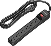 DEWENWILS 6-Outlet Power Strip Surge Protector with 10 Foot Long Black