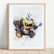 Morton Koopa Ballpoint Pen Print, Super Mario art Poster