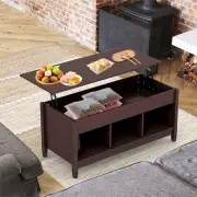 NNECW Lift Top Coffee Table with Hidden Storage Compartment-Coffee