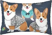 Satin Pillowcase for Hair and Skin Silk Pillow Cases Queen Size Satin Pillow Cover 20x30 Inches Wearing Clothes Corgi Dogs Pillowcases with Zipper Cooling Pillow Cases Gifts for Women Men