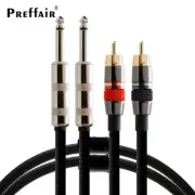 HiFi Audio Cable Dual Male 6.35mm 1/4" Phono Mono to RCA Connector Signal Cord