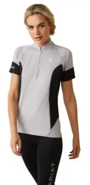 Ariat Womens Cambria Jersey 1/4 Zip Baselayer, Silver & Black