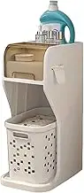 Beitmax Bathroom Narrow Space Storage Cabinet with Drawers, Multilayer Organizer for Toiletries, Towels, Laundry Basket, Slim Design with Wheels & Side Tissue Dispenser,2 Layers