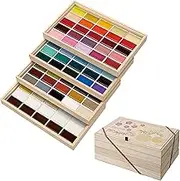 Kuretake GANSAI TAMBI 100 Colour Set, Beautiful Wooden Box, Watercolor Paint Set, Professional-Quality for Artists, Water Colors for Adult, Made in Japan MC20/100WD3