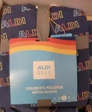 Aldi Gear Childrens Crewneck Pullover Blue with Logo Print Size Small Kids