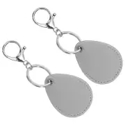 Leather Key Fob, 2pcs PU Leather Key Fobs Key Chain Holder, Gray