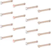 [Hoeudjo] 16Pcs Nose Rings 18G Nose Studs Surgical Steel 1.5MM Clear Crystal Nostril Ring Body Piercing Jewelry for Women Men