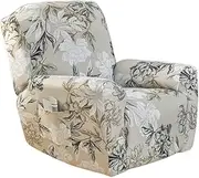 [NILUOH] Stretch Recliner Cover 4 Pieces Printed Lazy Boy Chair Covers Floral Patterned Recliner Sofa Slipcover Anti-Slip Fitted Furniture Protector with Elastic Bottom, A3