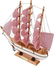 iplusmile Handmade Wooden Sailing Ship Model Mediterranean Decor for Bathroom Party Random Color
