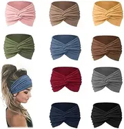 10 Pack Headbands for Women Yoga Knotted Headbands Elastic Criss Cross Hair Accessories Sports Head Wrap Non Slip