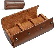 POPETPOP Watch Roll Travel Case: Leather Travel Watch Roll for 3 watches - Leather Watch Box Case Vintage Watch Case for Men Women Home Storage Travel Display