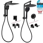 Matt Black Round/Square 2in1 Gooseneck Shower Head Set 3-Mode Handheld Mixer/Tap