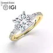 Princess Solitaire Labgrown Diamond Engagement Ring 18k Yellow Gold 5.70 Ct
