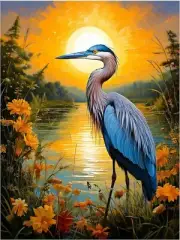 Tile Mural Elegant Heron Lake Flowers Kitchen Bathroom Shower Wall Backsplash