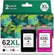 Ankink Remanufactured Ink Cartridge Replacement for HP 62XL HP62 62 XL Ink Black Color Combo Pack for 5540 5542 5545 5640 5642 5660 5664 5665 7640 7645 8000 200 250 5740 5742 5743 5745 8040 Printer