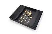 16-Piece Stainless Steel Gold Color Set, Knife Fork Spoon Flatware Set Cutlery Set