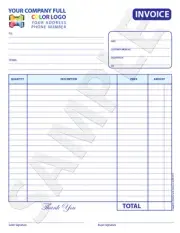 250 Color Custom Invoice / Sales Receipt / Estimate / Quote / 8.5X11 Carbonless