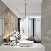 Ceiling Mirror with Metal Hanging Rod, Bathroom Floating Wall Decorative Mirror Vanity Mirror, Ceiling Mounted Mirror for Bathroom Vanity Shaving (Hanging Rod Can Be Customized) (Size : 50cmx70cm)