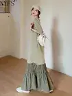 2025Summer New Korea Woman Dress Plus Size Patchwork Hem Short Sleeve Long Dress