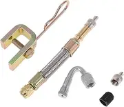 X AUTOHAUX 1 Set 45 Degree Copper Tire Valve Extension with Flexible Stainless Steel 100mm Tire Valve Stem Extension for Car Motorcycle RV Truck Bike