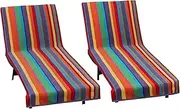 COTTON CRAFT Pool Lounge Chair Cover - 2 Pack Summer of Siam Dobby Terry Towel Chaise Lounge Chair Cover - Soft 100% Cotton Beach Chair Cover - Oversized 32 in W x 82 in L x 7 in Pocket – Red Multi
