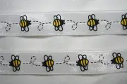 10 yards White yellow black bumblebee bee buzz 5/8" FOE stretch foldover elastic