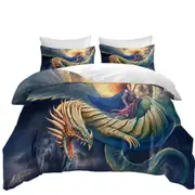 Warrior Riding a Scary Dragon Quilt Cover