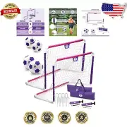 Portable Kids Soccer Goal Set - 2 Folding Nets, Balls & Carry Bags for Easy Play