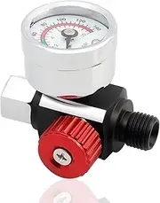 Air Pressure Regulator Kit, 1/4"-NPT Air Pressure Regulator with Pressure Gauge Aluminium Alloy Air Inlet Adjusting Valve Regulator for Spray Guns and Pneumatic Tool