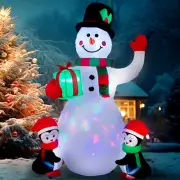 6.3FT Inflatable Snowman with Penguins and Gift Box for Holiday Decor