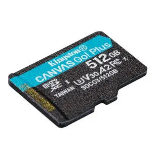 【新款附轉卡】金士頓 Kingston Canvas Go!Plus microSD 512G 讀170MBs 寫90MBs U3 V30 A2【APP下單最高22%點數回饋】