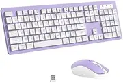 Wireless Keyboard and Mouse, 2.4GHz Cordless Keyboard Mouse Combo, Optical Mouse, Plug and Play USB Receiver, Compatible with Windows, Mac, Laptop, and PC（White Purple）