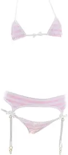 SINGUYUN Womens Sexy Micro Bikini Suit Anime Bikini Cosplay Lingerie Kawaii Bra and Panty Set Cute, 204pink, One Size