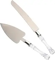 Cabilock Rustic Wedding Cake Knife Spatula Set 2-Piece Cake Server Kit for Birthday Wedding