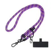 Phone Lanyard Adjustable with Patch Purple With Yellow Black Streak 1 Pack