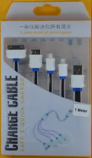4 in 1 USB to 30pin/micro/USB3/Lightning Cable 1M Black