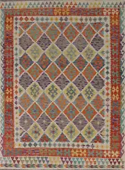 Traditional Reversible Kilim Rugs Handwoven Area Wool Carpet 6x8 ft