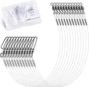 OROOTL Fluorocarbon Fishing Leaders, 12/48pcs Fluorocarbon Leader Line with Swivels Snap Kit Invisible Fluorocarbon Fishing Line Leaders for Saltwater Freshwater 20lb-50lb