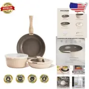 Versatile 6PC Non-Stick Aluminum Cookware Set - Oven Safe & Dishwasher Friendly