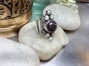 Genuine 925 Sterling Silver Lepidolite & Cultured Pearl Gemstone Ring