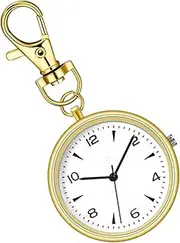 [Generic] Key Chain Watch - Round Key Chain Clip Watch - Unisex Portable Quiet Clock for Home Workplace School Women Travel Outdoor Backpack Men