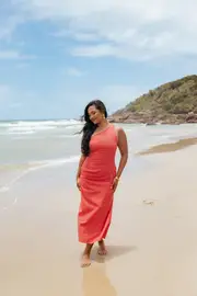 [PUP3] Amani Midi Dress - Coral XS coral