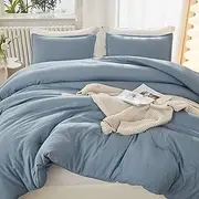 Litanika Oversized King Comforter Set Grayish Blue Super King Size, 3 Pieces Lightweight Solid Bedding Comforter Set, All Season Fluffy Bed Set (120x120In Comforter & 2 Pillowcases)