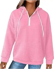 [Generic] Casual Sweatshirt for Women Hoodies Womens Quarter Zip Up Pullover Sweaters Fall Outfits 2023 Winter Clothes Features: Womens Long Sleeve Cotton Pullover Hoodie Sweatshirts T Shirt