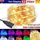 5-20M USB LED Copper Wire String Fairy Lights Party Home Garden Decor Warm White