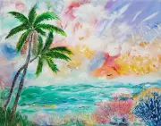 Ocean Bliss Abstract - original acrylic painting on stretched canvas