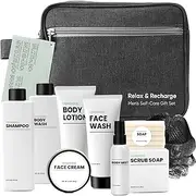 Mens Gifts Body & Earth 10PCS Gifts for Men, Gift Baskets for Men Cedarwood Mens Bath Set with Shampoo, Body Wash, Face Wash, Scrub Soap& More, Gifts for Him, Birthday Gifts for Men