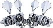 Guyker Bass Tuners (2R + 2L) - 1:26 Ratio Open Gear Tuning Key Pegs Machine Head Replacement for Electric Jazz Guitar Bass or Precision Instruments - Chrome
